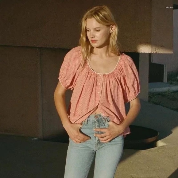 Doen Tennessee Top in Cerise Paris Gingham - Picture 2 of 6